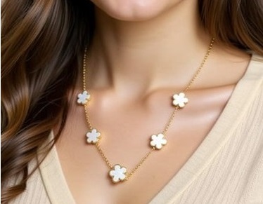 White shell necklace, rose