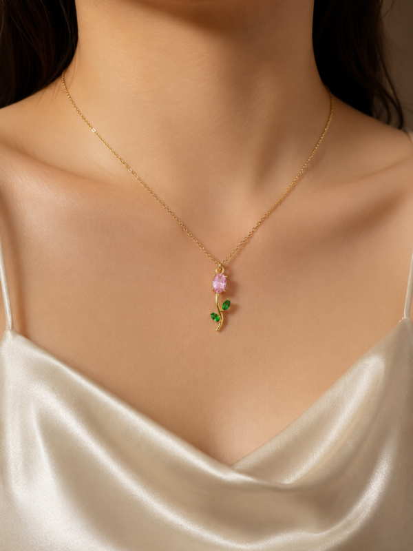Pink Tulip Necklace